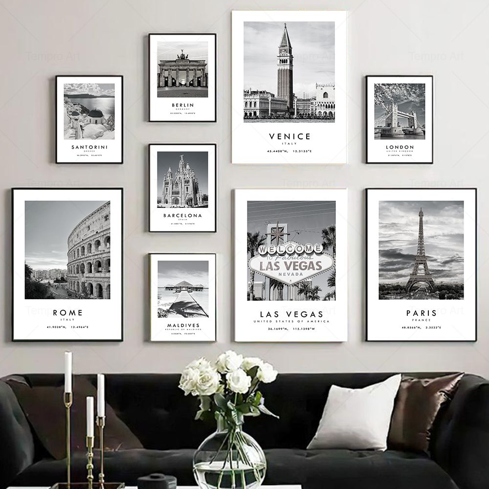 Star Map Poster - Nero Bianco Città Viaggi Fotografia Poster