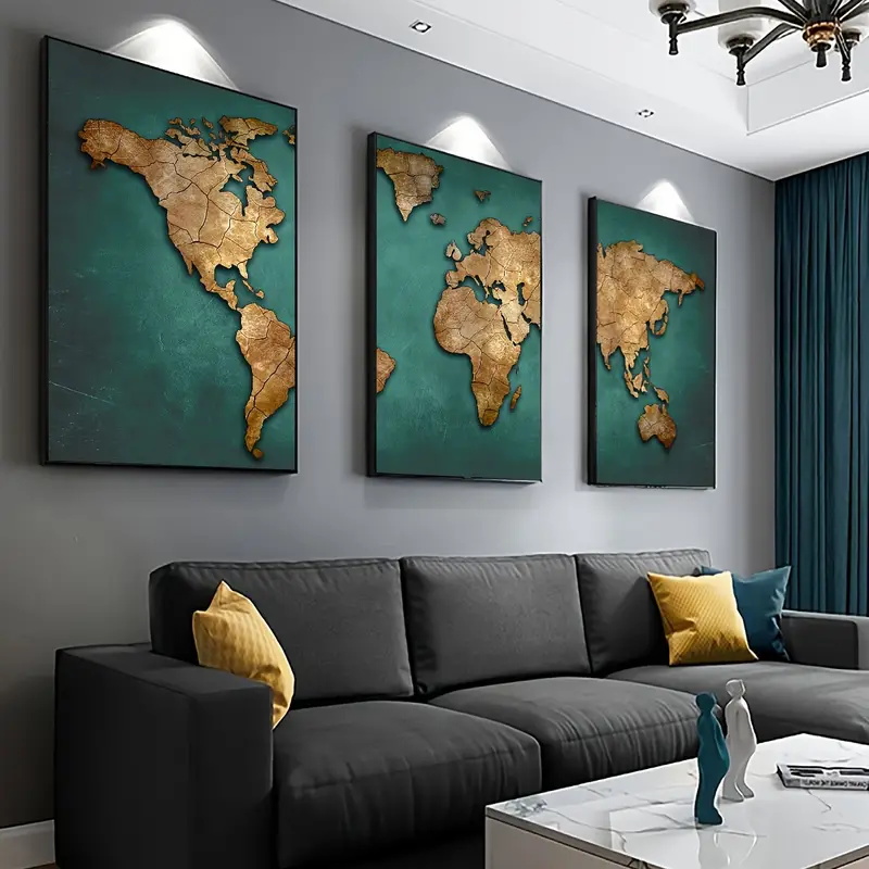 Star Map Poster - Mappa del mondo retrò 3 pezzi